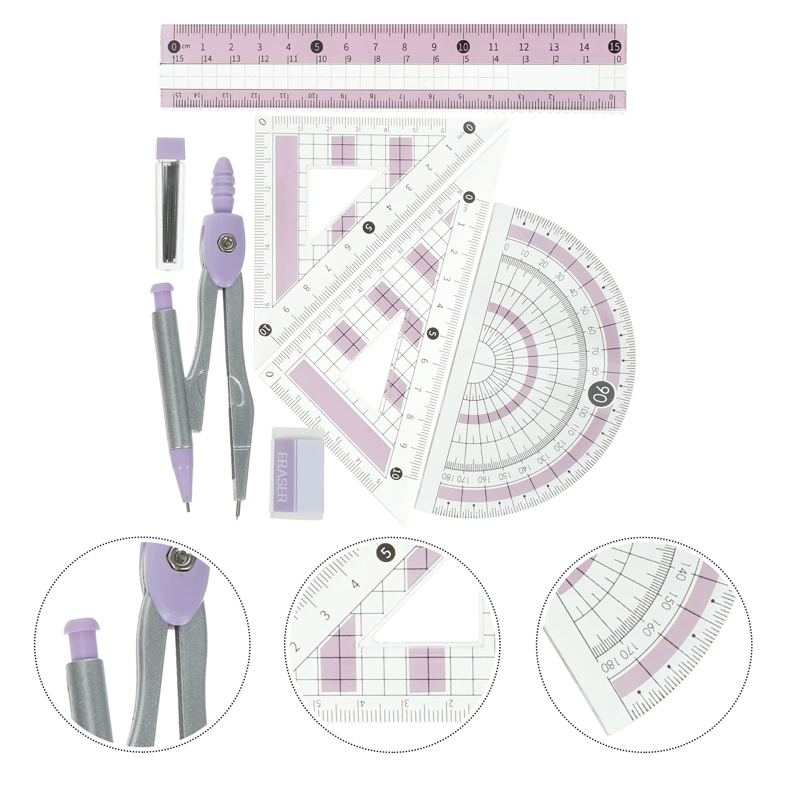 Ruler Set Schoolsupplies Office Drawing Compass Chaiers Accessories Plastic Protractor for Geometry and ruler set compass and protractor measurement tool professional geometry drawing accessories pencil student stationery