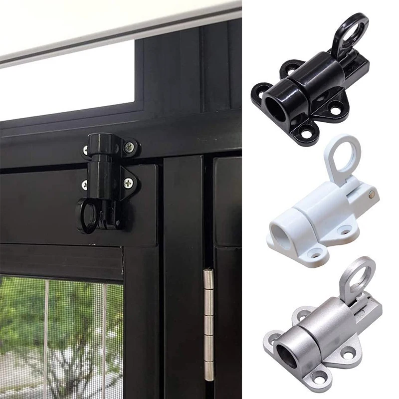 Description Picture 2 of item4 * Screws Automatic Door Bolt Latch Home Window Gate Security Pull Ring Spring Bounce Door Bolt Automatic Latch Lock