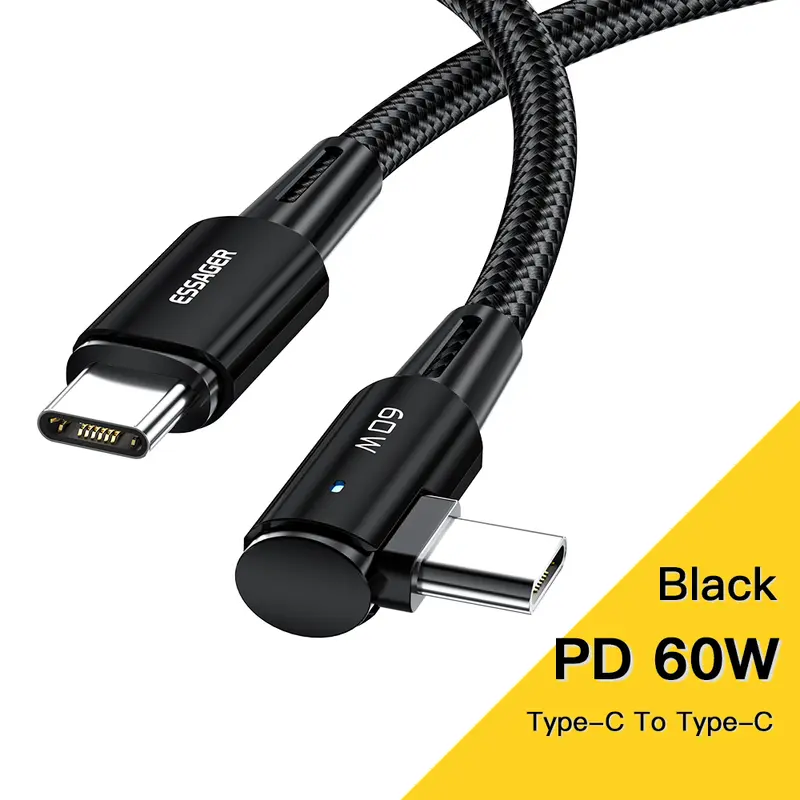 Essager 100W USB Type C To USB C Cable 90 Degree Angle For iPad MacBook Pro Xiaomi Samsung Huawei Fast Charging Type-C Date Wire - Image 12
