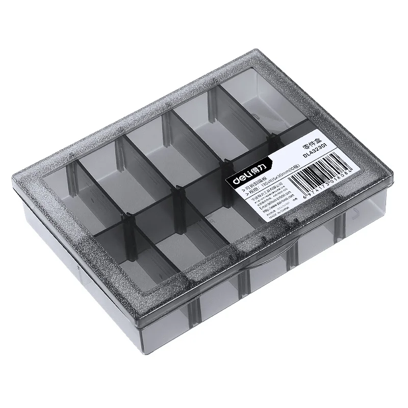 DELI 1 PCS Plastic Storage Boxes Slots Adjustable Packaging Transparent Tool Case Screw Craft Jewelry Accessories Organizer Box tool storage box parts storage box plastic tool box storage organizer box parts organizer