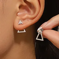 Retro Minimalist Geometric Square Detachable Triangles Stainless steel Stud Earrings for Women Fashion Jewelry Accessories Party