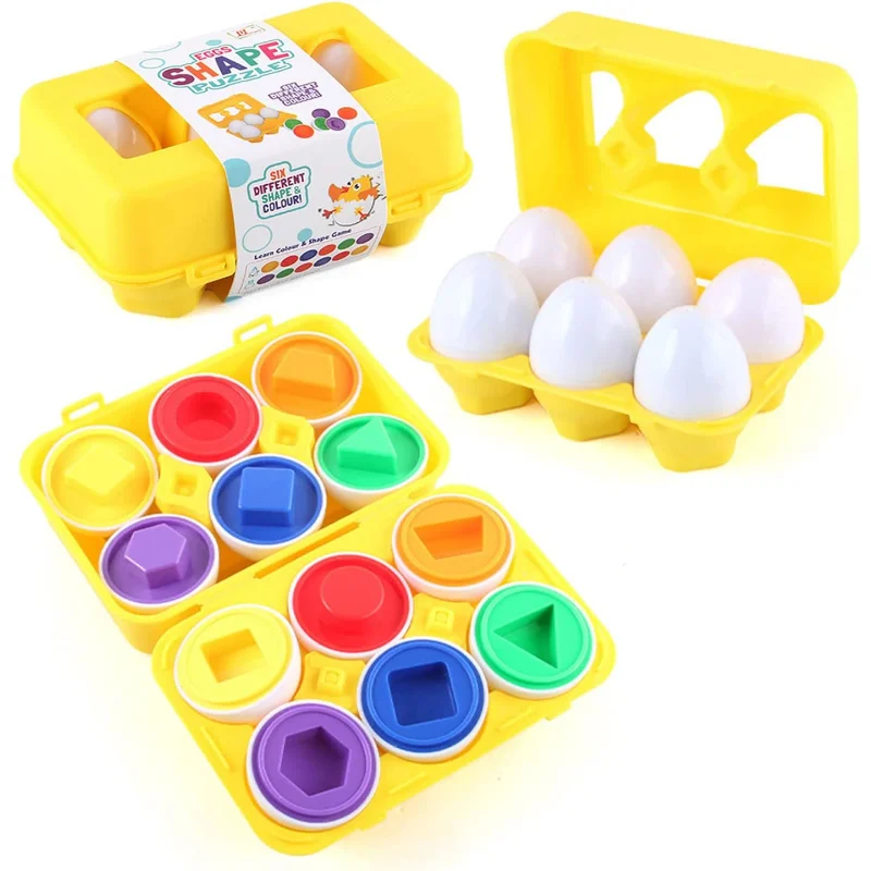 6pcs Color Shape Recognition Toddler Educational Toys Easter Eggs