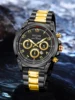 NOTIONR Hot Selling Men's Fashion Watch Black Gold Luxury Men's Business Watch Men's Stainless Steel Quartz Night Light 5