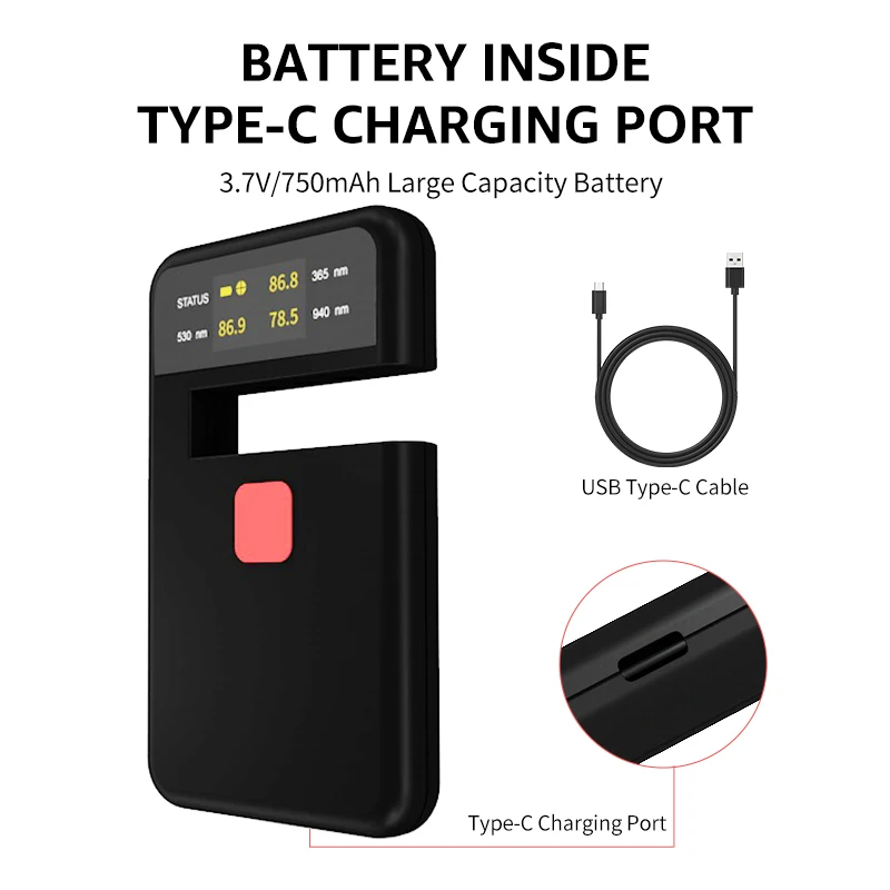 3-IN-1 Handheld Window Tint Transmission Meter VL/UV/IR Transmittance Meter Car Glass Solar Film Tester Type-C Charge 5