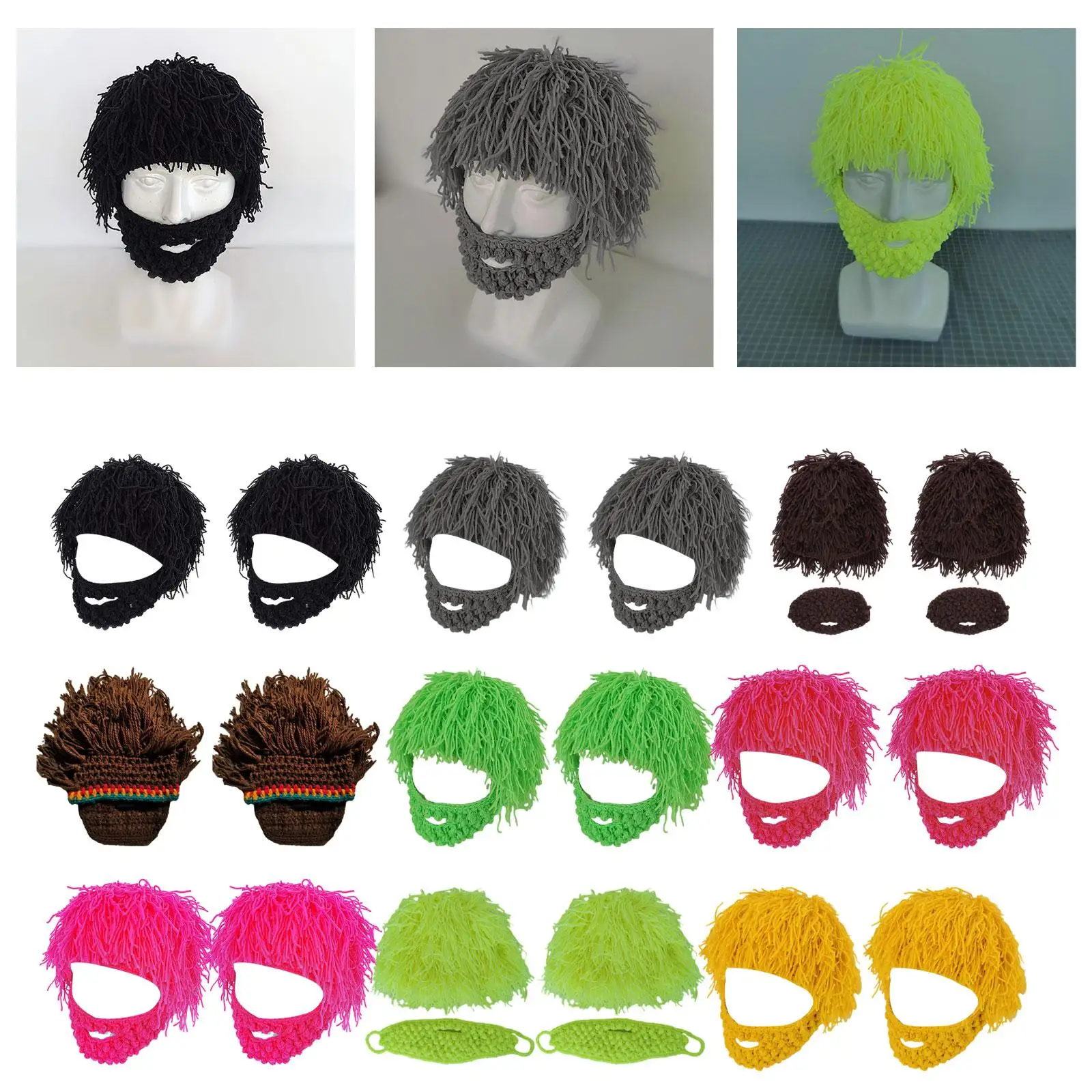 Knitted Hat Beard Hat Dress up Prop Windproof Warm Men Women Cap Warm Knitted Beanie for Riding Cycling Snowboarding