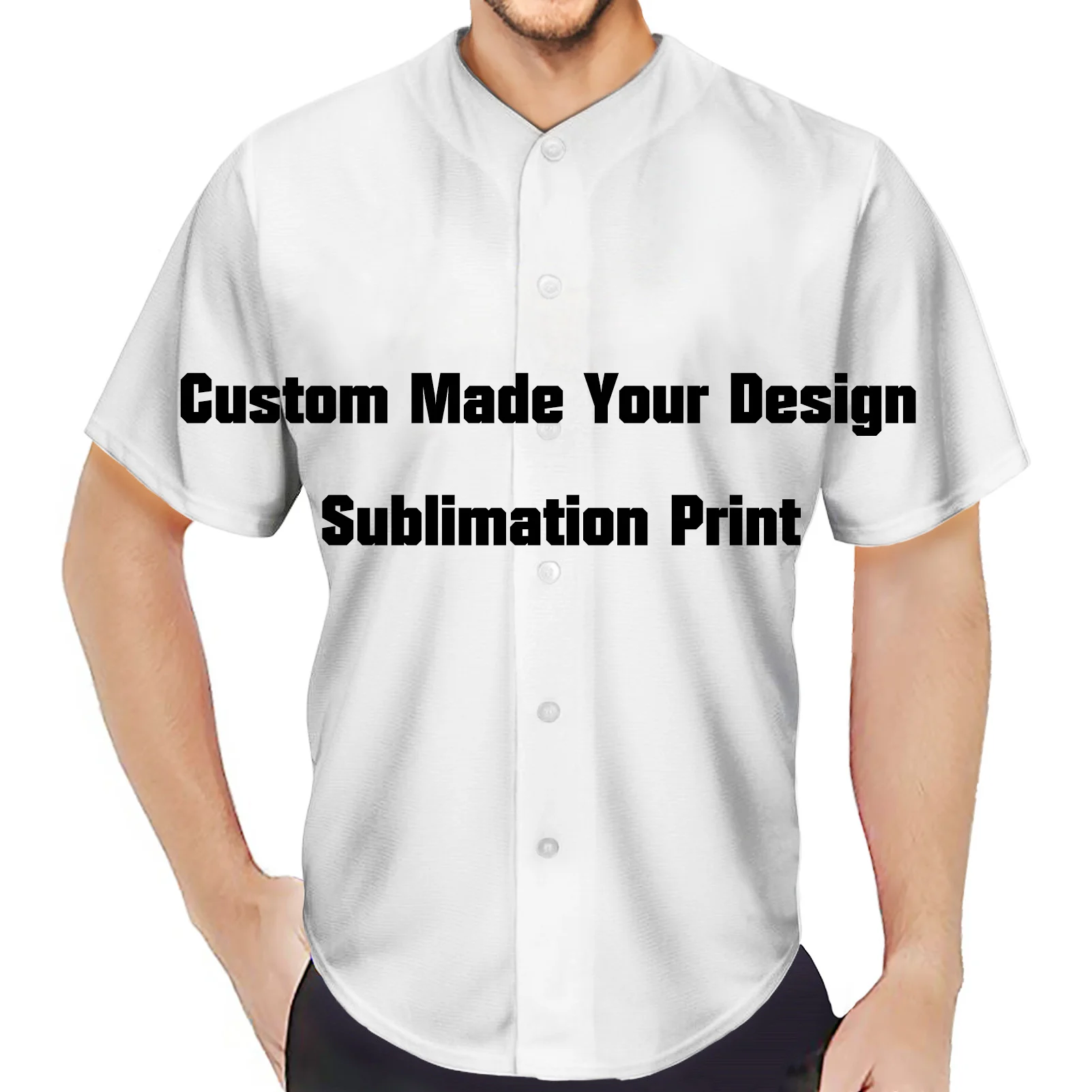 

Any Color Any Printing Real US American Size 3D Sublimation Print Custom your own design Button up jersey plus size