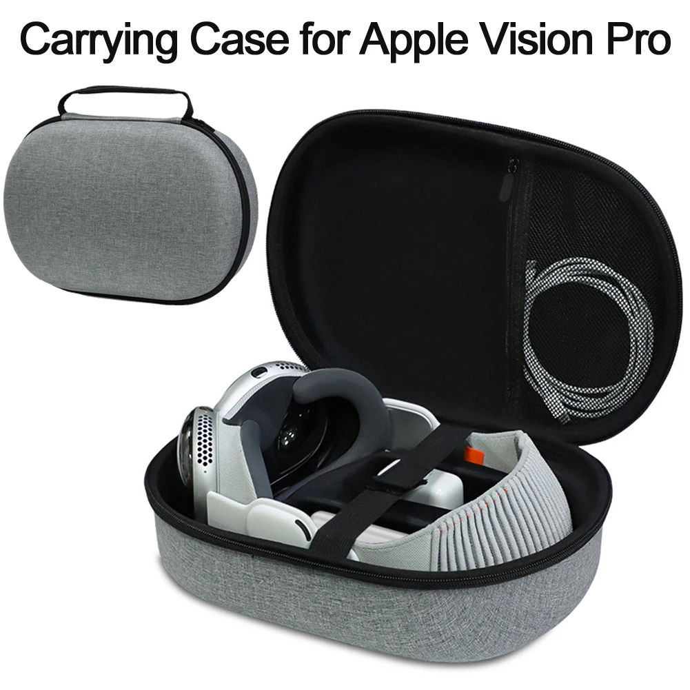 

Жесткий чехол из ЭВА для Apple Vision Pro VR гарнитура для путешествий с сетчатым карманом для Apple Vision Pro VR аксессуары