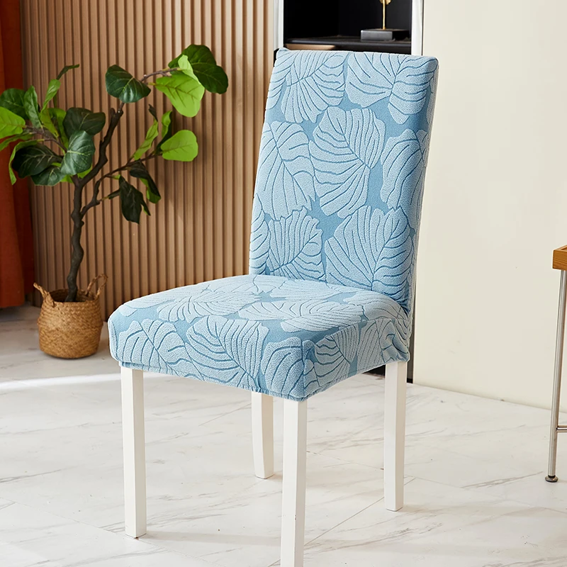 1PC Leaves Jacquard Chair Cover Stretch Dining Chair Slipcover Solid Color Anti-slip Seat Cover for Living Room Hotel Banquet 5