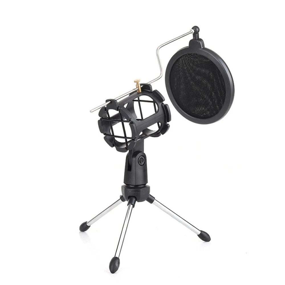 Tripod Microphone Stand Holder with Shock Mount Pop Filter For Desktop Streaming Podcasting Vocal Recording Mic microphone stand microphone pop filter microphone mount clamp microphone shock mount
