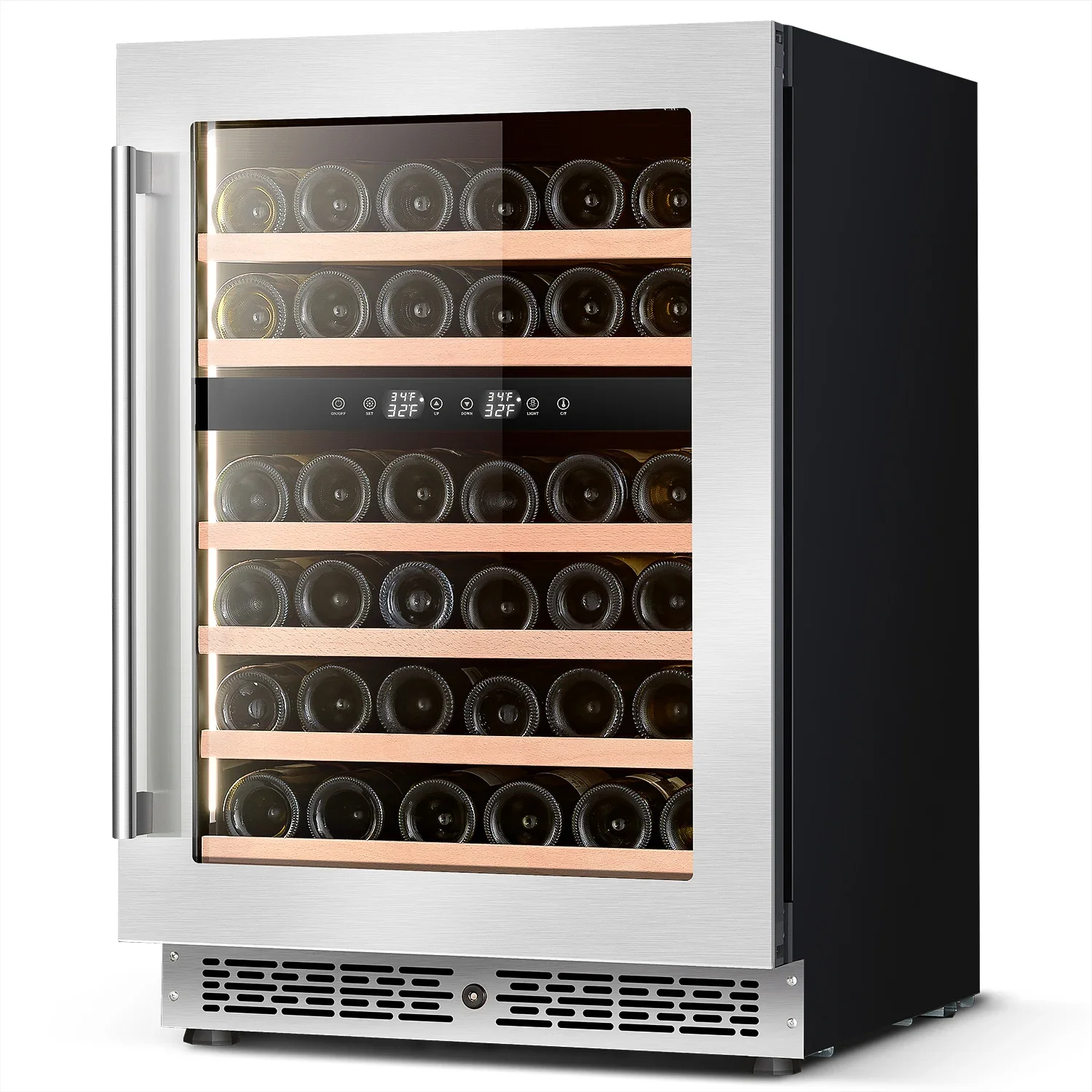 Wooden Cabinet Wine Refrigerator Glass Door Household Fridge Dual Zone Build in Wine Cooler