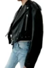 Fitaylor Women Faux PU Leather Jacket Casual Lady Lapel Zipper Short Leather Jacket High Street Motorcycle Coat 4