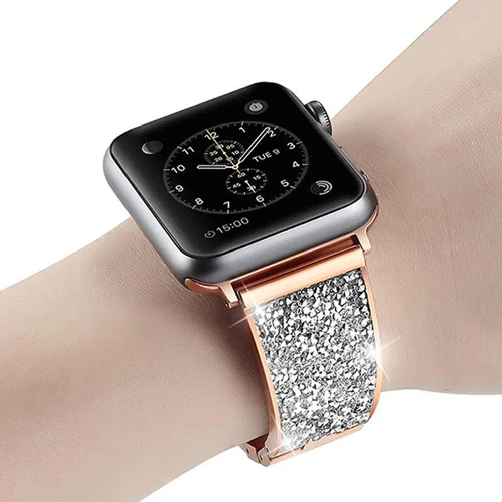 Luxury Diamond Strap for Apple Watch Band 45mm 41mm 44mm 40mm 49mm 42mm 38mm Metal Bracelet iWatch Series 9 8 7 6 5 4 3 SE Ultra