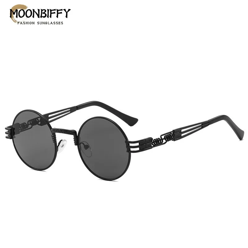 

Men Women Metal Steampunk Sunglasses Vintage Round Frame Personality Glasses Travel Street Eyewear Trendy Sun Goggles UV400