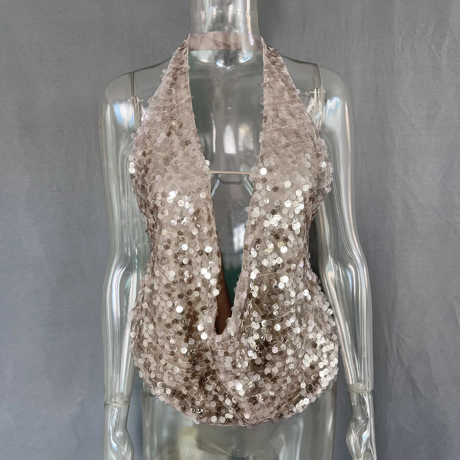 Sequined Sleeveless Vest for Ladies Summer Party