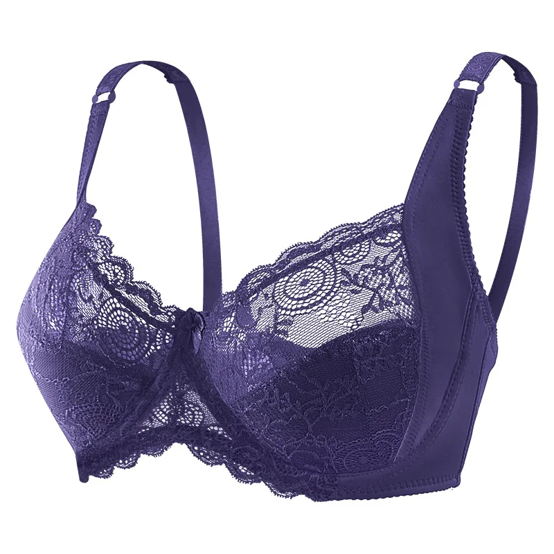 Women's Border Large Underwear In Europe And America G Cup Large Lace Thin  Style Steel Ring And Double Bra