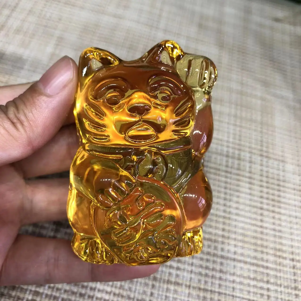 

Artificial Citrine Lucky Cat Quartz Crystal Hand Carved Gemstones Reiki Feng Shui Home Decoration Stones