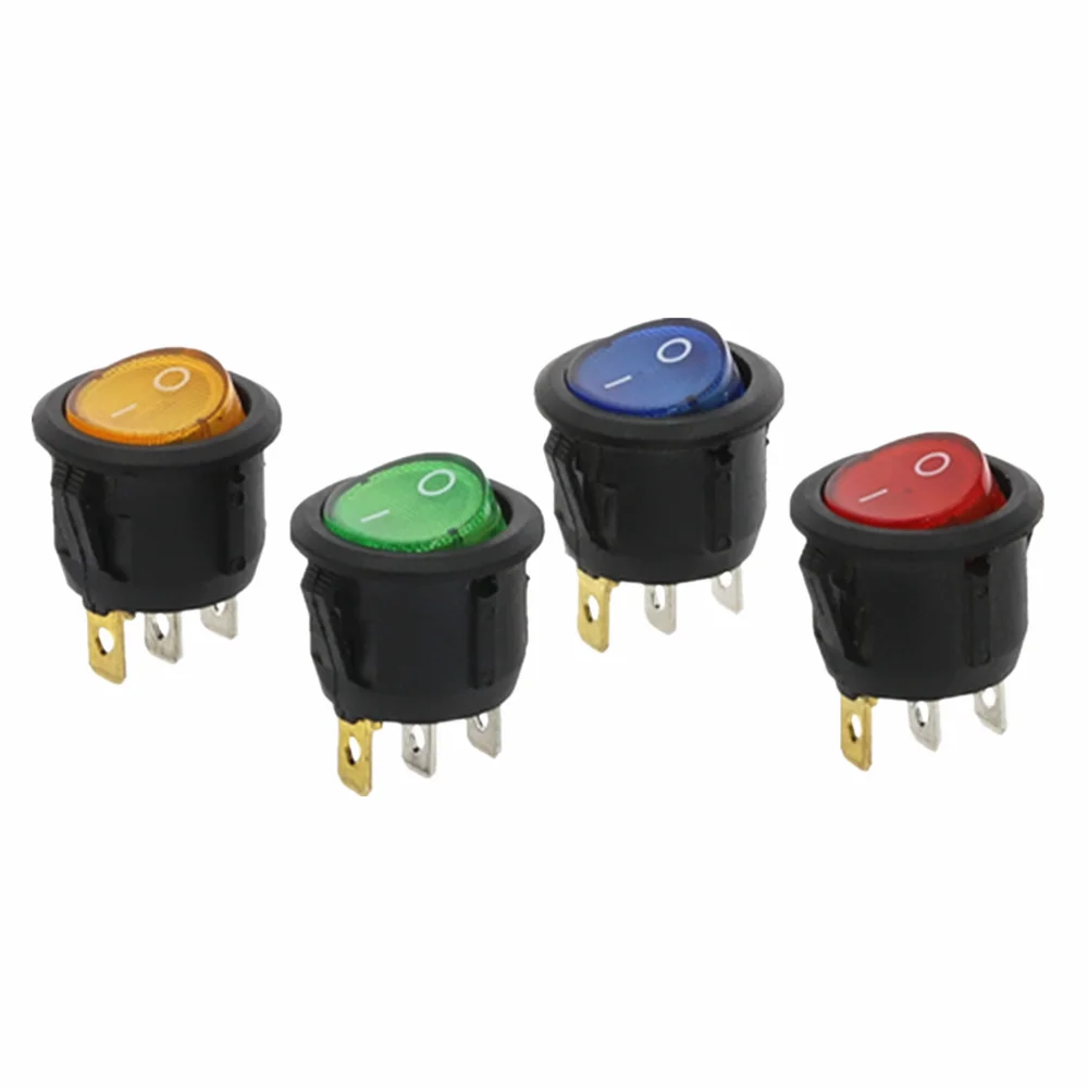 

100Pcs KCD1 ON/OFF Round Rocker Switch LED illuminated Car Dashboard Dash Boat Van 12V/250v