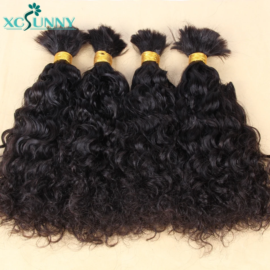 Bulk Hair Human Hair Braiding Curly Double Drawn Water Wave Bulk Human Hair Bundles For Boho Braids No Weft Hair Extensions