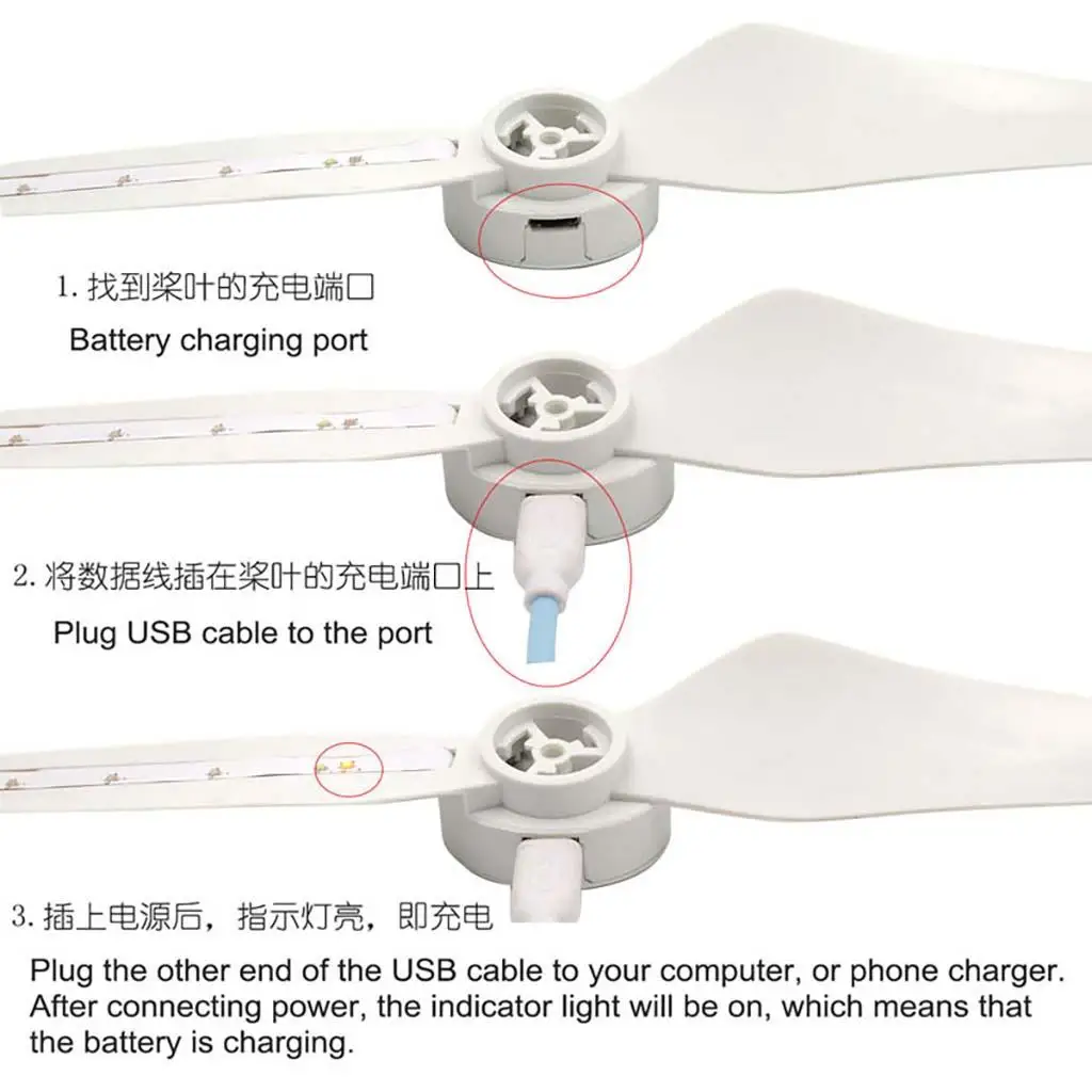 RC Drone Quadcopter Propellers 9450S LED Flashing Plastic USB Charging Accessories for DJI Phantom 3 4
