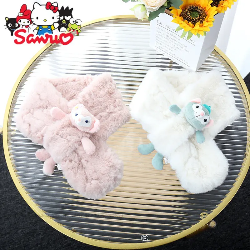 

Женский плюшевый шарф Sanrio, теплый зимний шарф с имитацией выдры, кролика, 2022