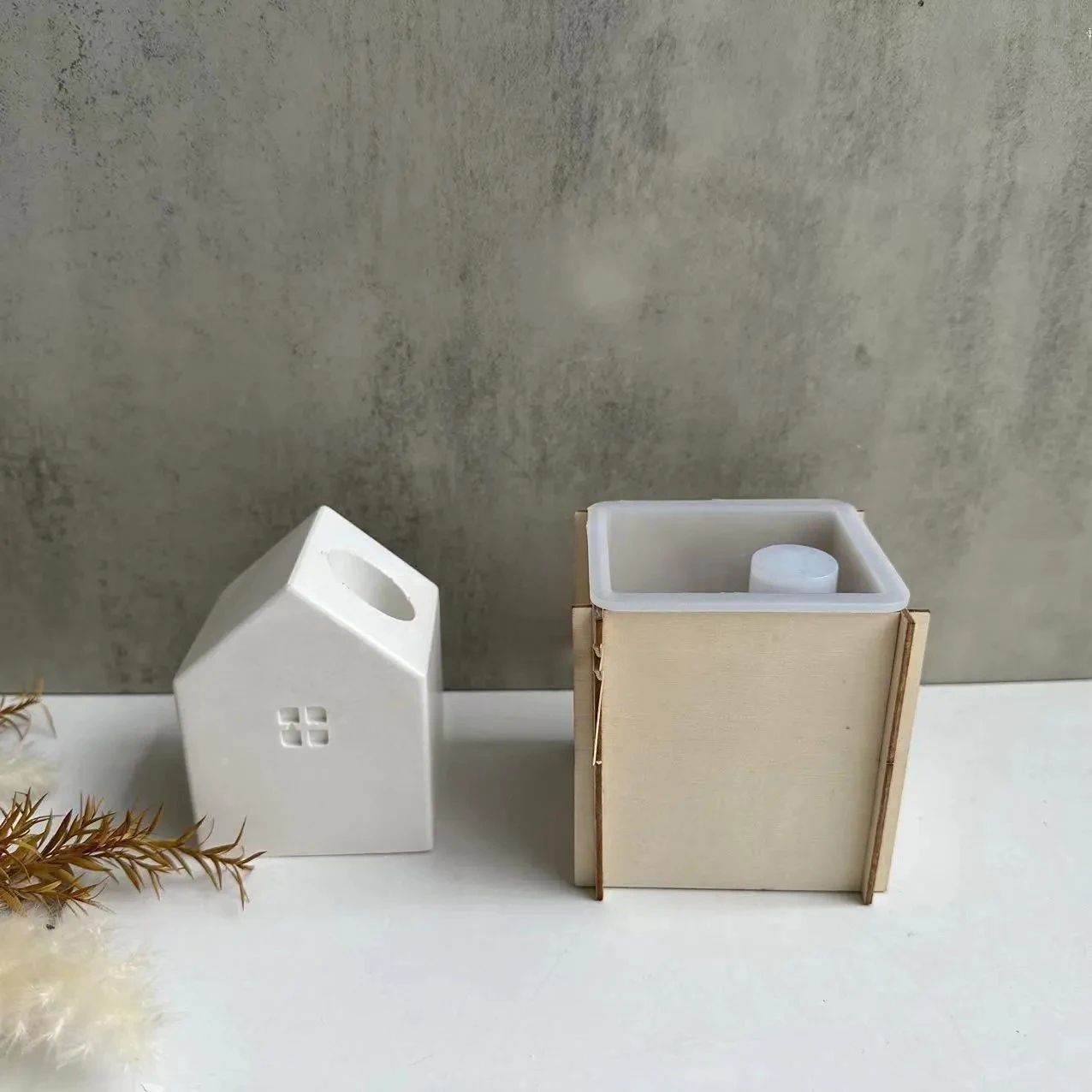 Silicone Mold House Vase Succulents Concrete Flower Pot Plaster Cement
