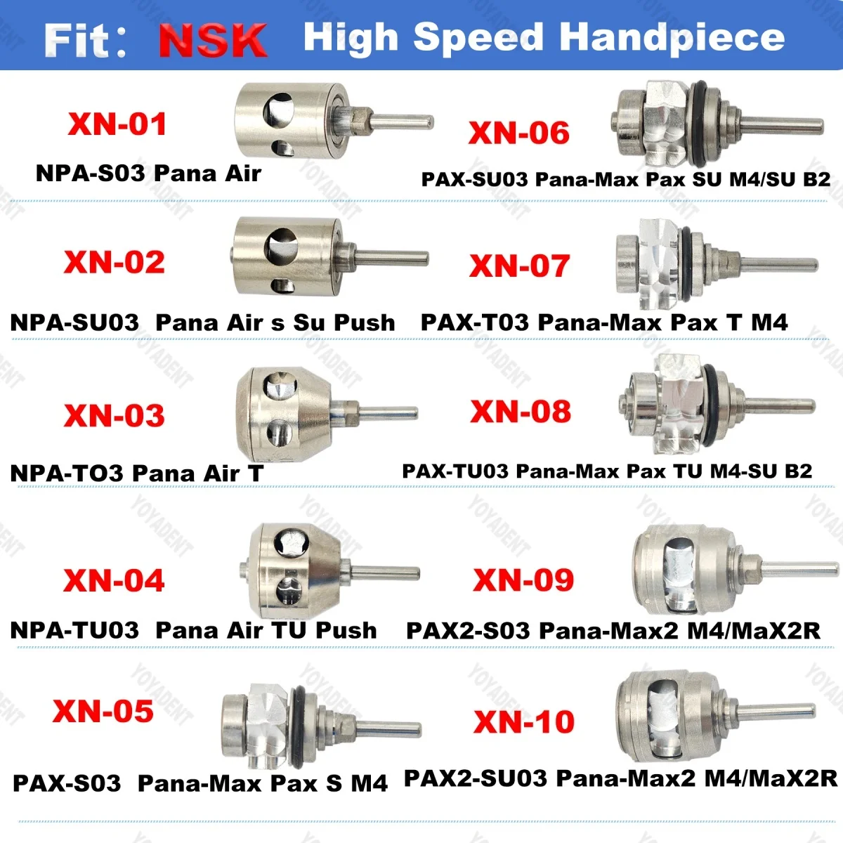 Fit NSK Ti-Max X450L/X500L/X600L/X650L/X700L/NL9000S/NL9000T/NL9000M High Speed Handpiece Dental Turbine Cartridge Rotorr 5