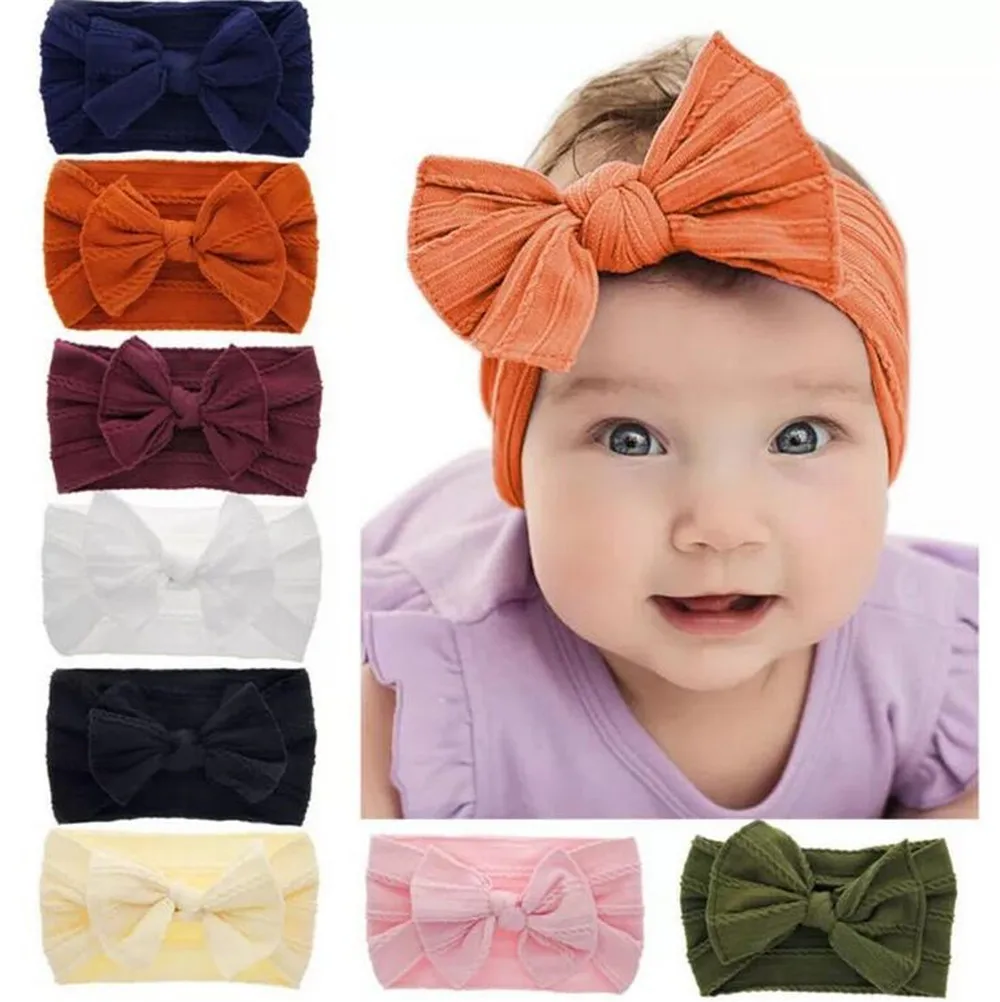 Baby Girls Headband Child Bowknot Headwear Cables Turban Kids Elastic