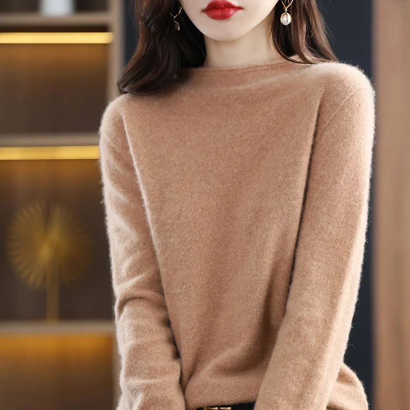 

Autumn Winter Women's Pure Wool Rolled Collar Sweater New First-line Ready-to-wear Pullover With Foreign Style Casual Knit Tops