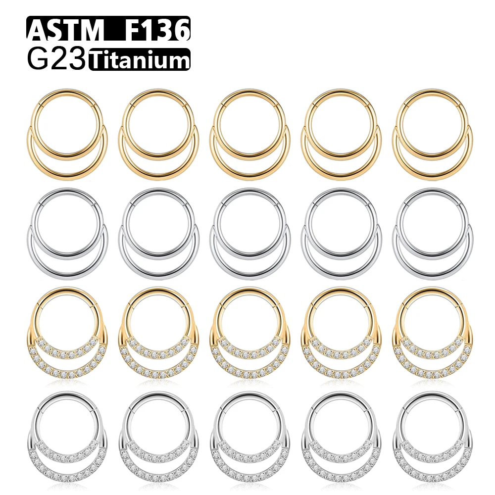 Wholesale 10Pc F136 Titanium Piercing Clicker Segment Hoop Nose Rings Earrings Septum Piercing Ear Tragus Cartilage Lip Piercing