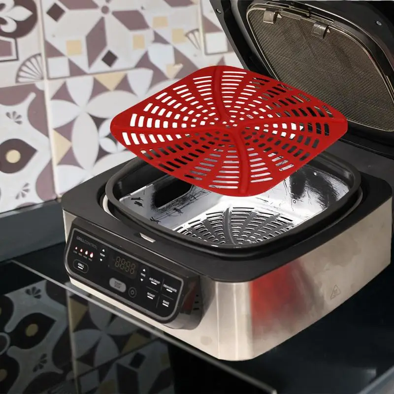 Silicone Mat For Airfryer Reusable Mats Non-Stick Perforated Silicone Liners Square Baking Paper For Ninja Ag301 2pcs