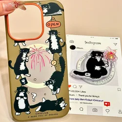 Magnetic Black Cat Phone Case with Rotating Magnetic Bracket - iPhone 17 (SMT1868 Color)