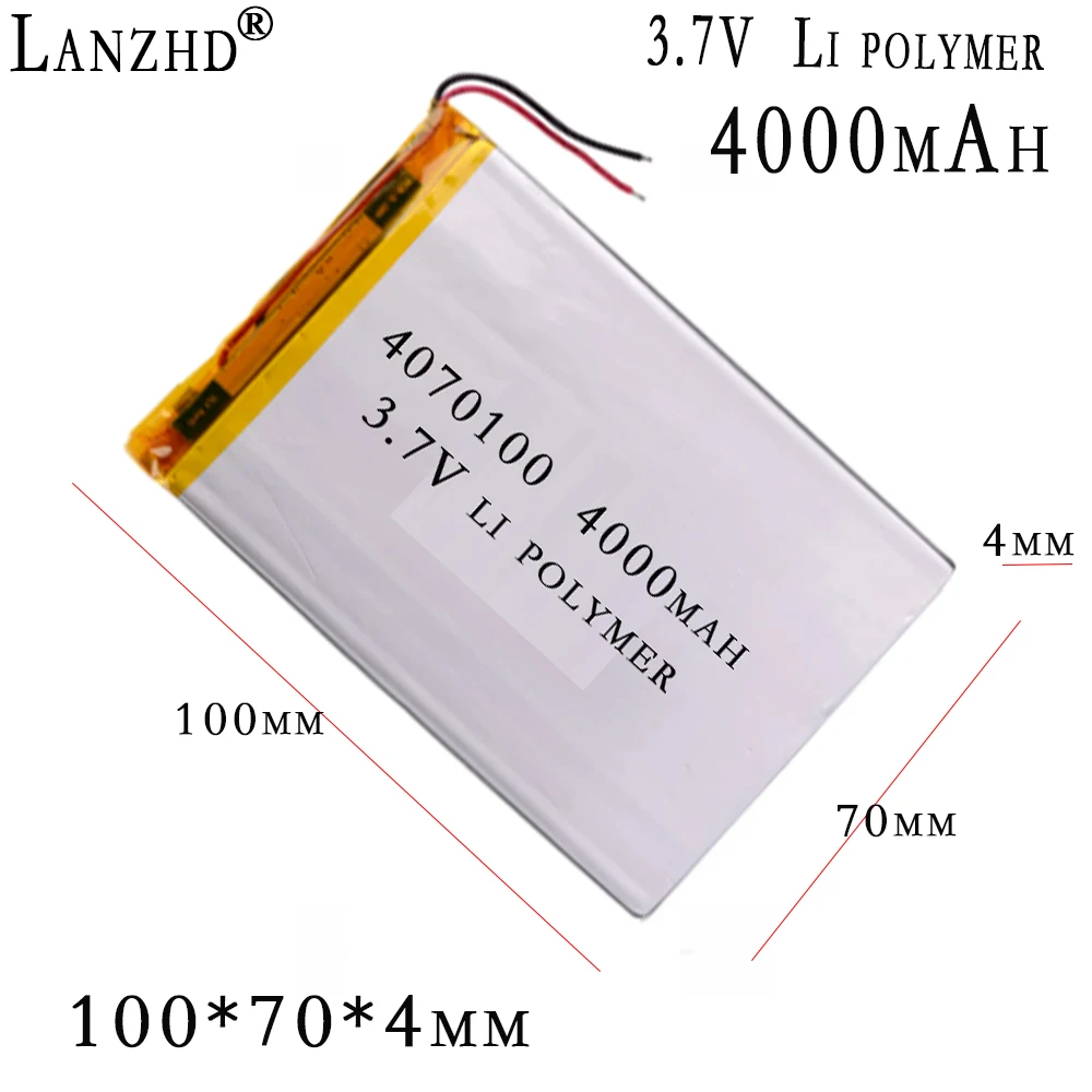 

4070100 3.7V 4000mAh Li-Polymer Li-ion Battery For 7 inch Tablet PC pipo s2 elf Cube U25GT Onda 7" Inch DVD 406999