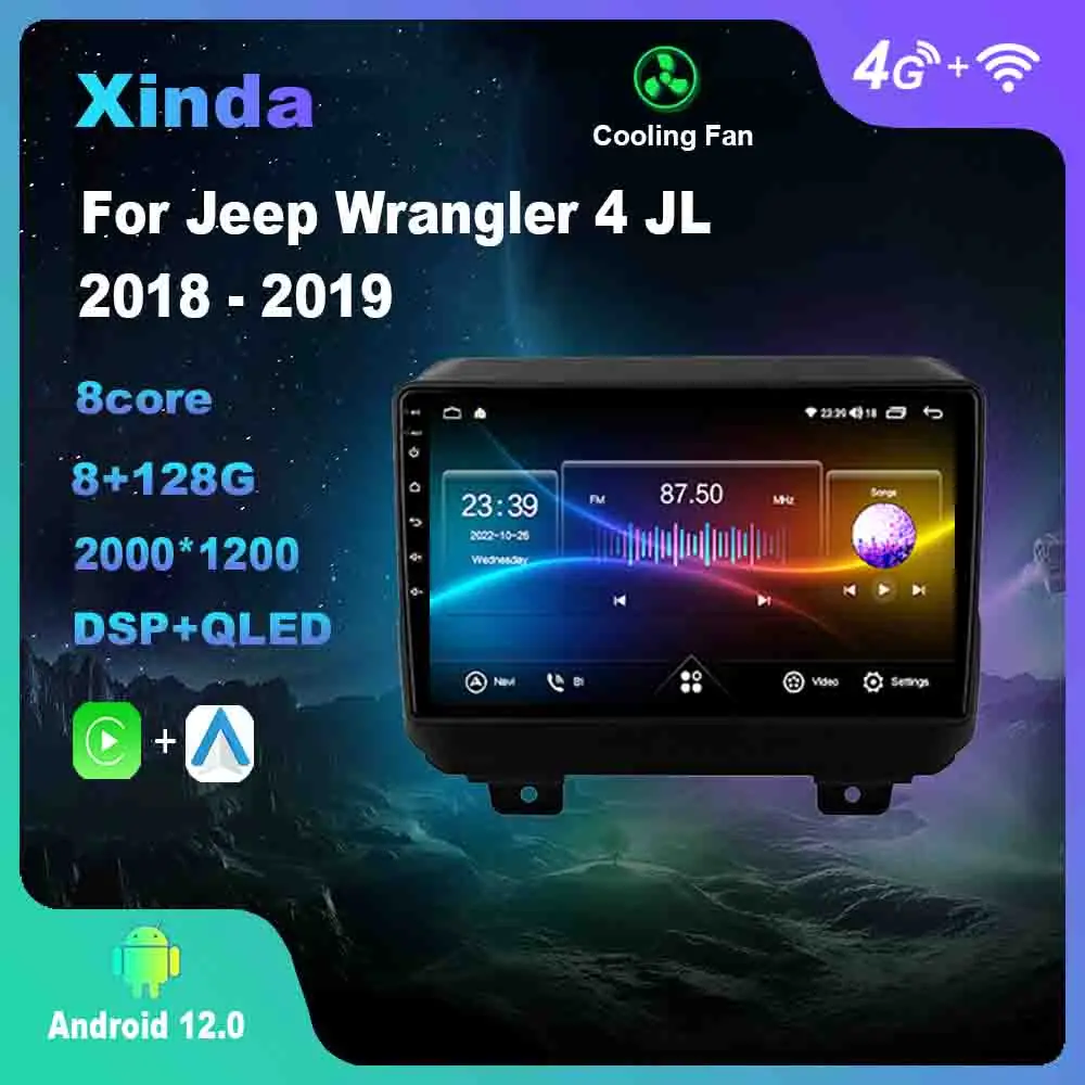 

Android For Jeep Wrangler 4 JL 2018 2019 Multimedia Player Auto Radio GPS Carplay 4G WiFi
