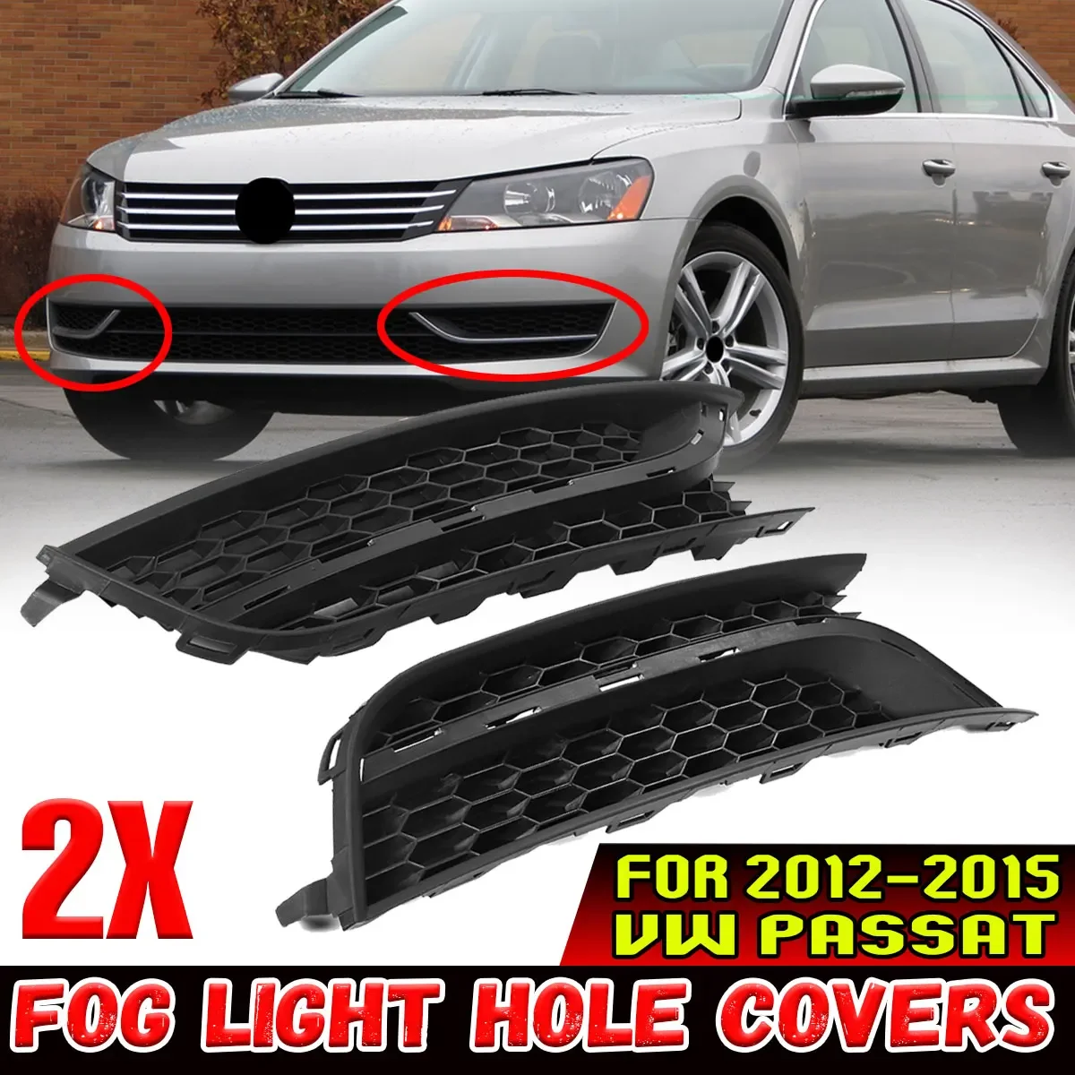 

New 2x Car Front Bumper Fog Lamp Surround Grill Protector For VOLKSWAGEN For VW Passat 2012-2015 Front Fog Light Covers Trim