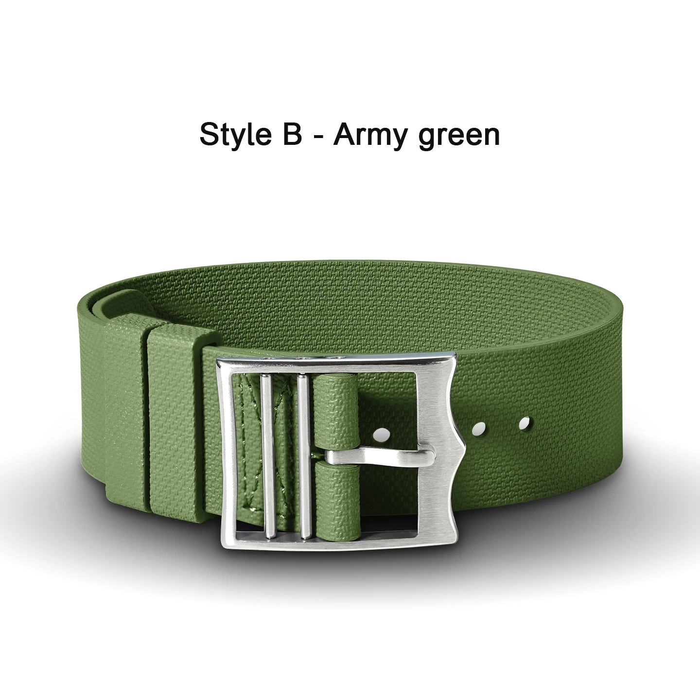 Durable Fluoro Rubber Sport Watch Band - Premium Military-Style One Piece Strap