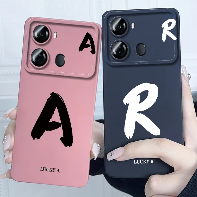 Lucky Initial Letter Soft Matte Silicone TPU Shockproof Phone Case