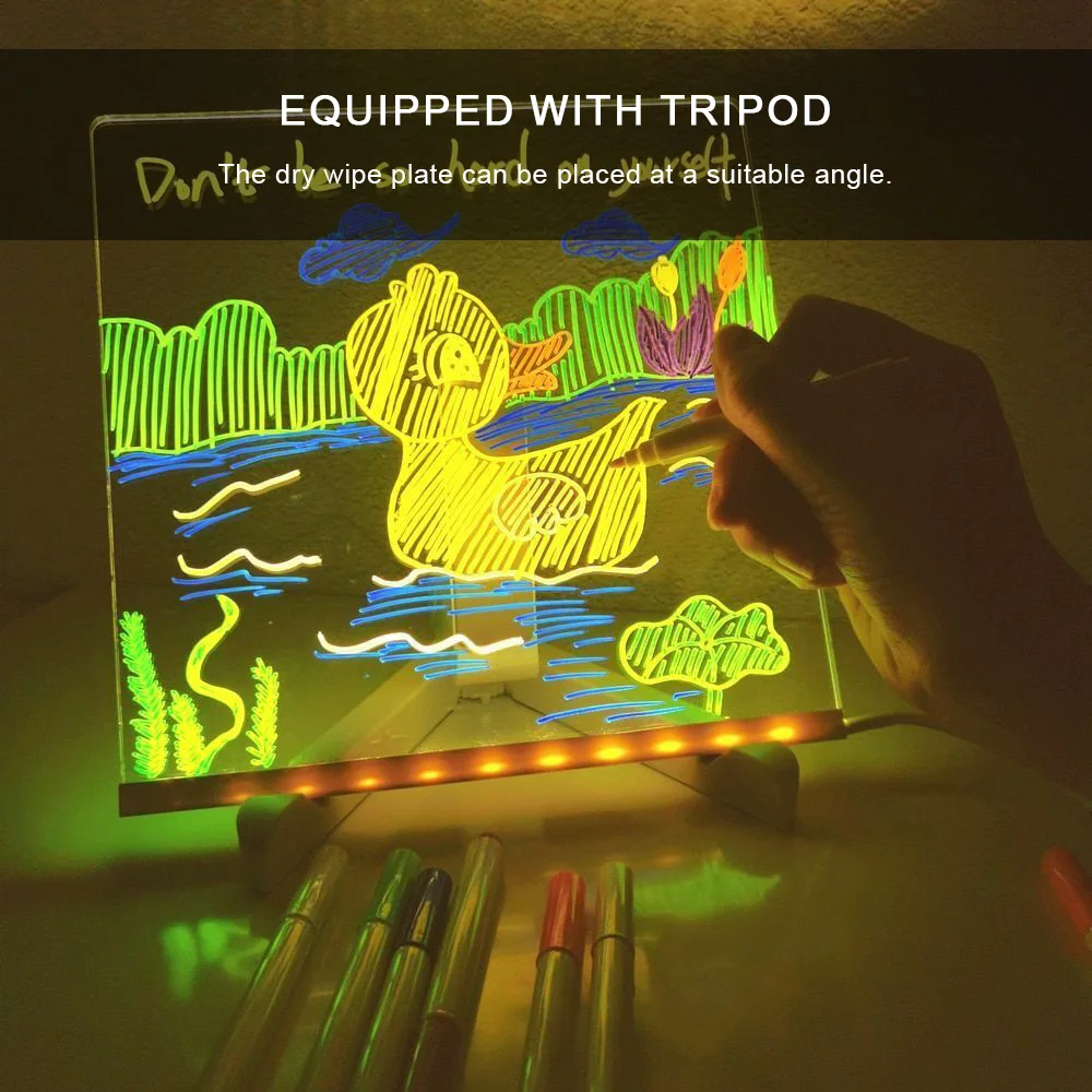Special Unique LED Acrylic Message Note Board Lamp with USB Bracket - Handwriting Night Light - Customized Gift for Bedroom Deco