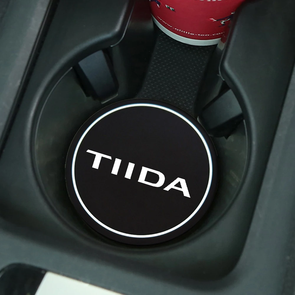Car Coasters Water Cup Slots Non-Slip Mat Waterproof Water Cup Mat Drink Pad For Nissan Tiida 2Pcs