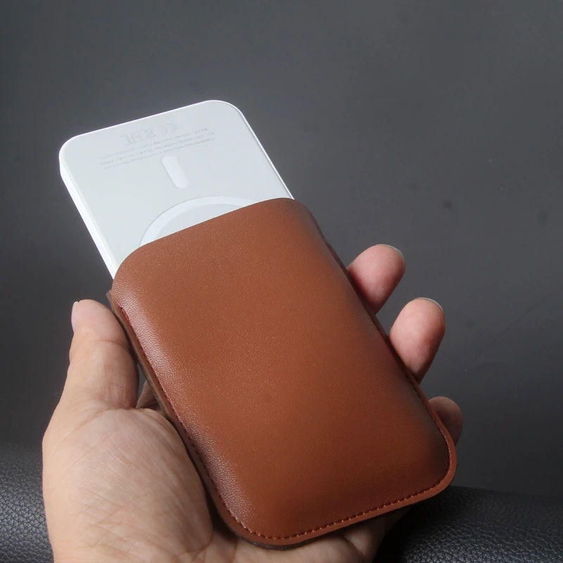 Power Bank Cover Pouch Leather Case for iPhone 13 Magsafe External Battery Cover — view 4