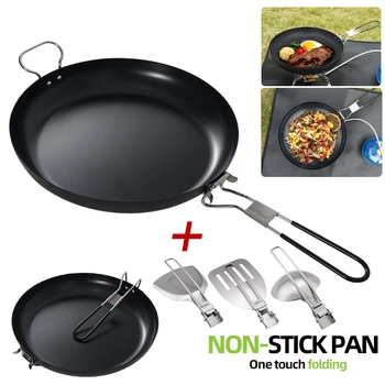 Nonstick Frying Pan Outdoor Camping Cookware Foldable Shovel Ladle Frypan with Scratch-resistant Coating Pot for Hiking Picnic 1