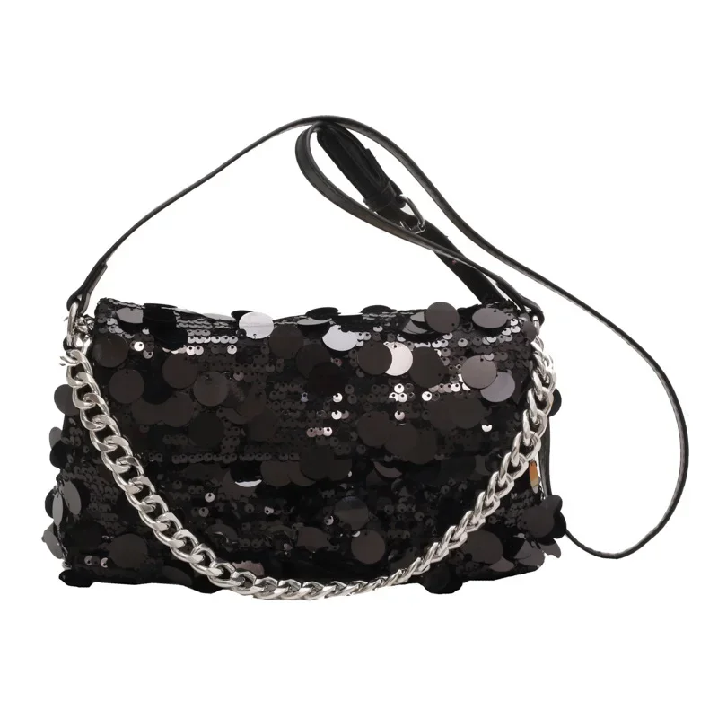Advanced Texture Bright Leather Chain Handbags Women's New Fashion Simple Small Square 2024 Niche Messenger Bag