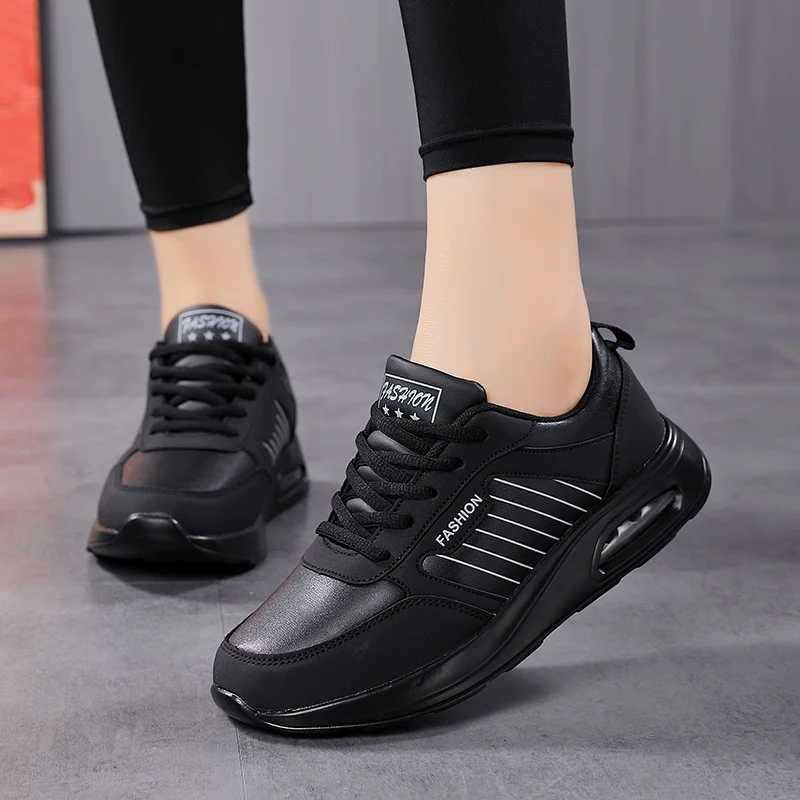 Running Shoes Women Waterproof Autumn Running Shoes Leather Non-slip Casual Sneakers Ladies Lightweight Fitness Walking Shoes
