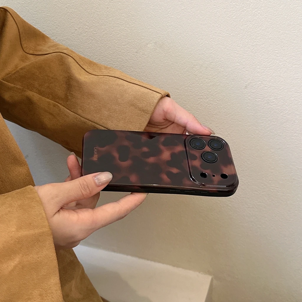 Retro Stylish Amber Color Lamber Pattern Glossy Phone Cover Case for iPhone 17 16 15 14 13 12 Pro Max Plus Air Image 10
