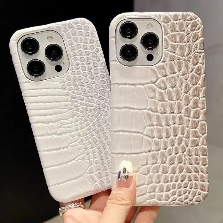 Crocodile Grain Leather Case iPhone 16 13 14 11 12 15 Pro Max XR XS 17air 17pro max cases Gradient Hard PC Shockproof Cover