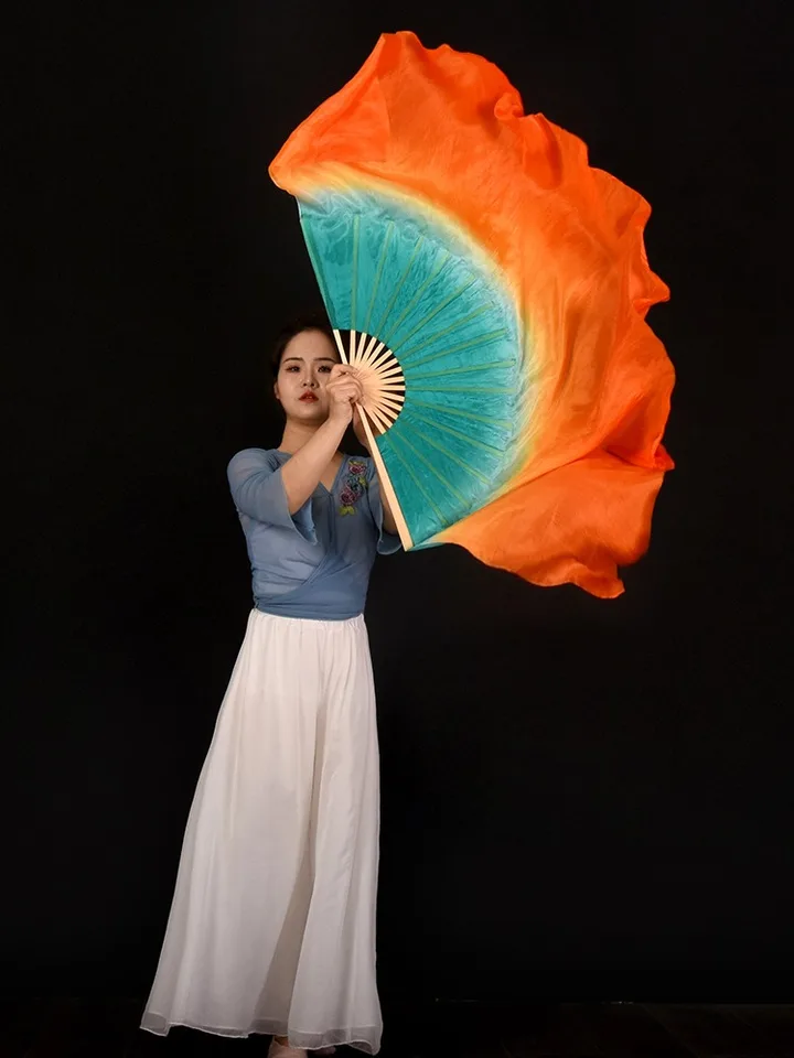 ❤️匿名配送❤️omshanti シルクファンベール 180cm ベリーダンス 1ペア 180 x 90 cm ダンスファン 中国シルクファン ハンドメイド 染め