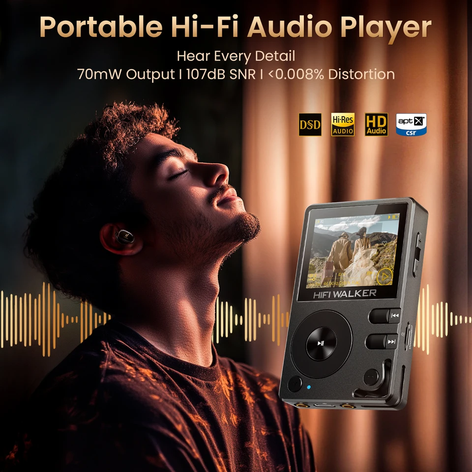 Hifi Walker H2 DAP HIFI プレーヤー、2つのBluetooth 5.2、ロスレス