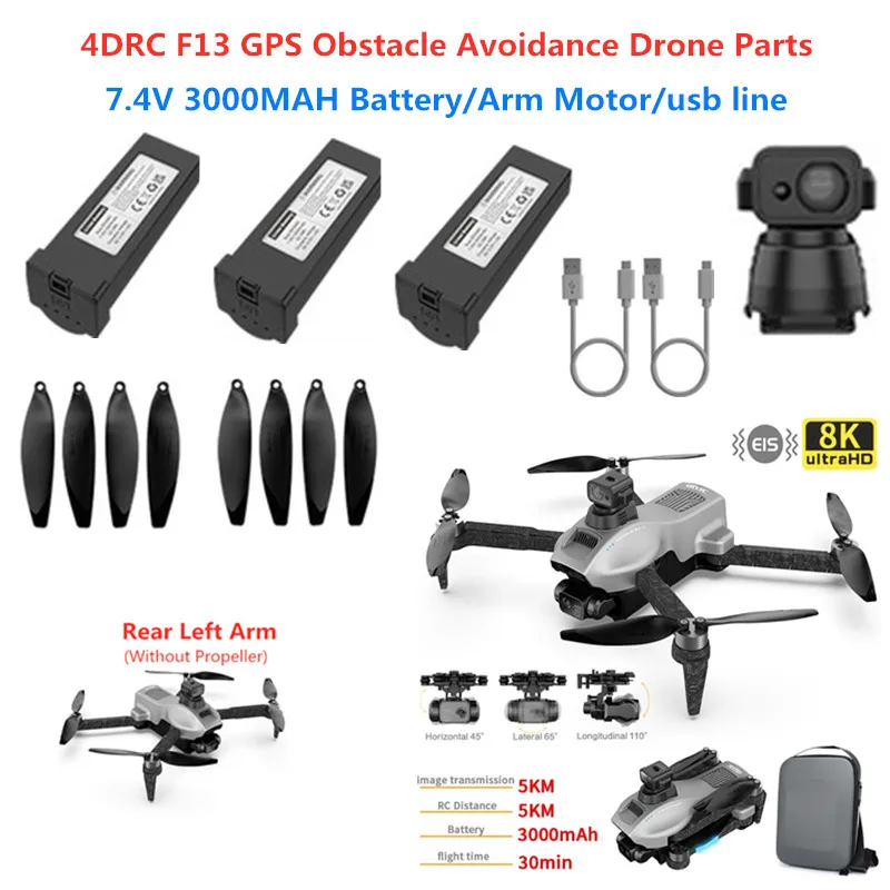 

7.4V 3000mAh battery for 4DRC F13 GPS RC Drone Accessories F13 RC Drone Battery F13 8K EIS Camera Dron Battery Blades Arm Motor