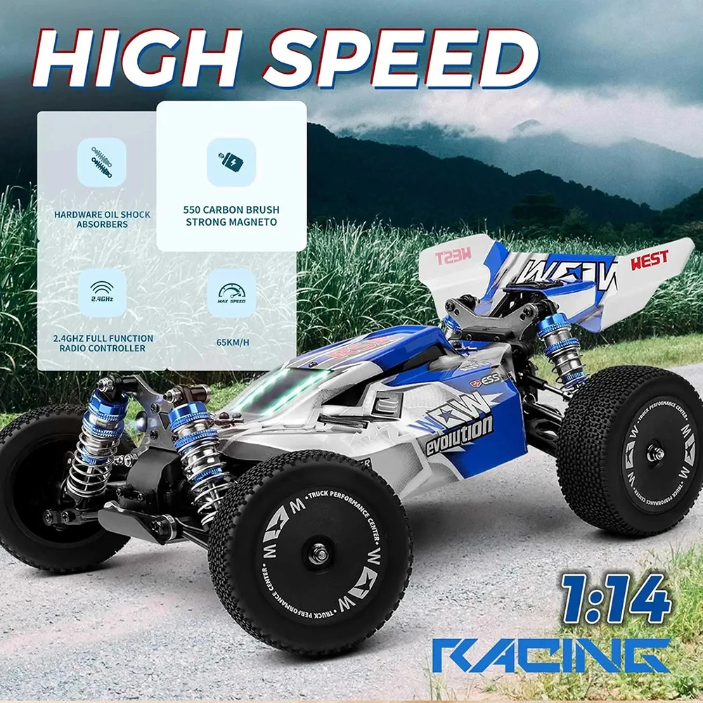 WLtoys 144011 Voiture RC 65km/h 2.4G Bleu - Buggy Électrique