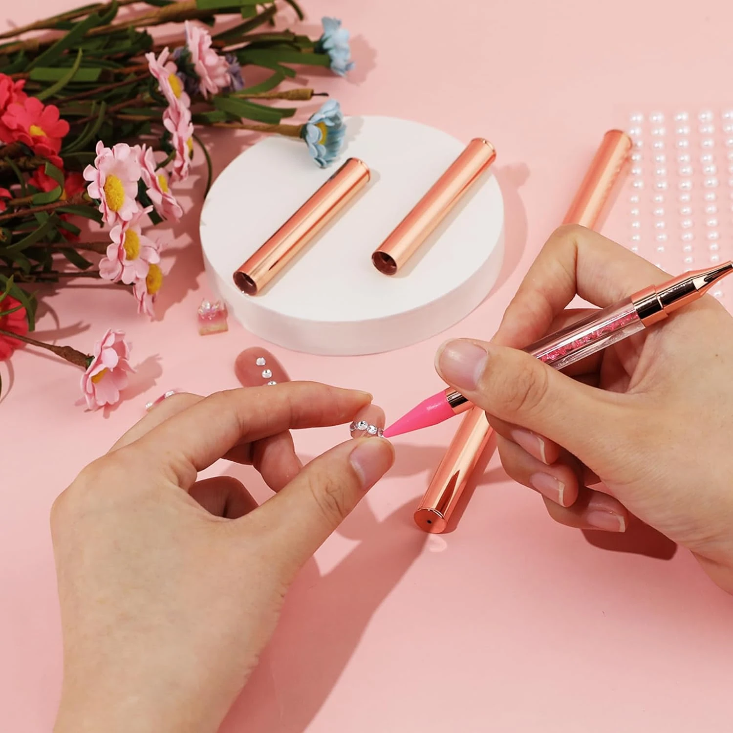 Exquisite Gorgeous Gemstone Nail Art Kit: Effortless Precise Application Dual-Ended Pen for Shimmering Rhinestones, Sparkling St