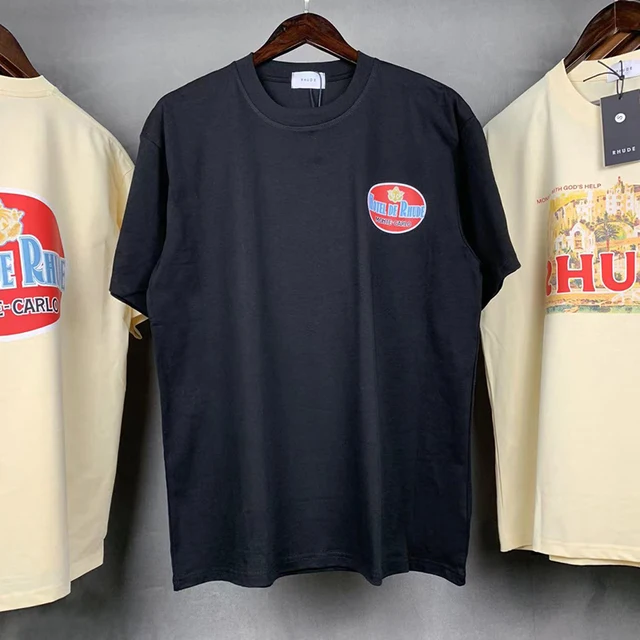 2022 Rhude T Shirt Casual Men Women High Quality Ferry Print Summer Tops Tee Hip Hop 5021hei